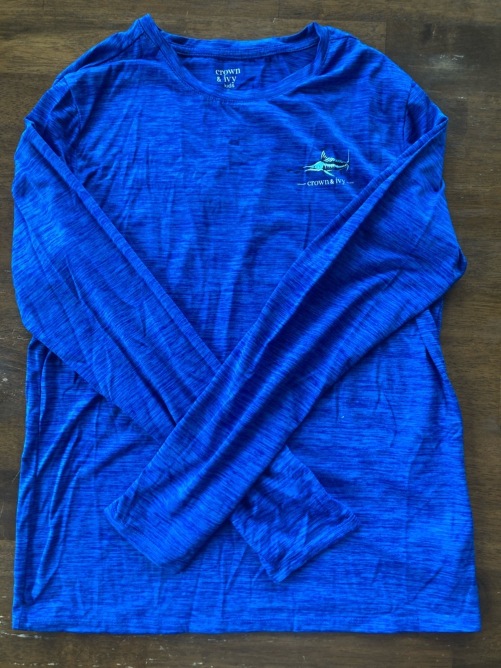 crown & ivy Blue Marled Long-Sleeve Performance Tee